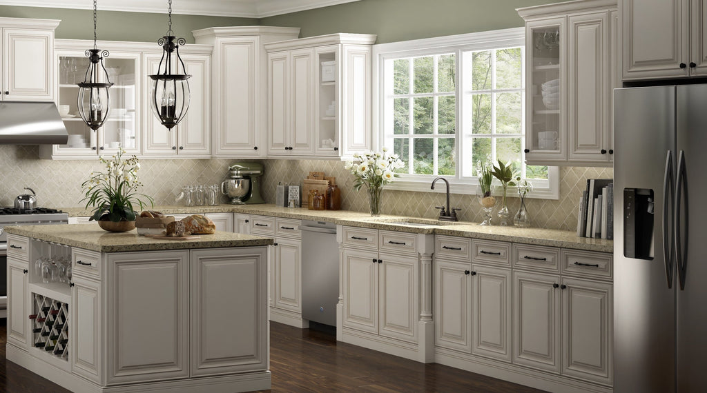 RTA Casselberry Antique White Pantry and Oven Cabinets