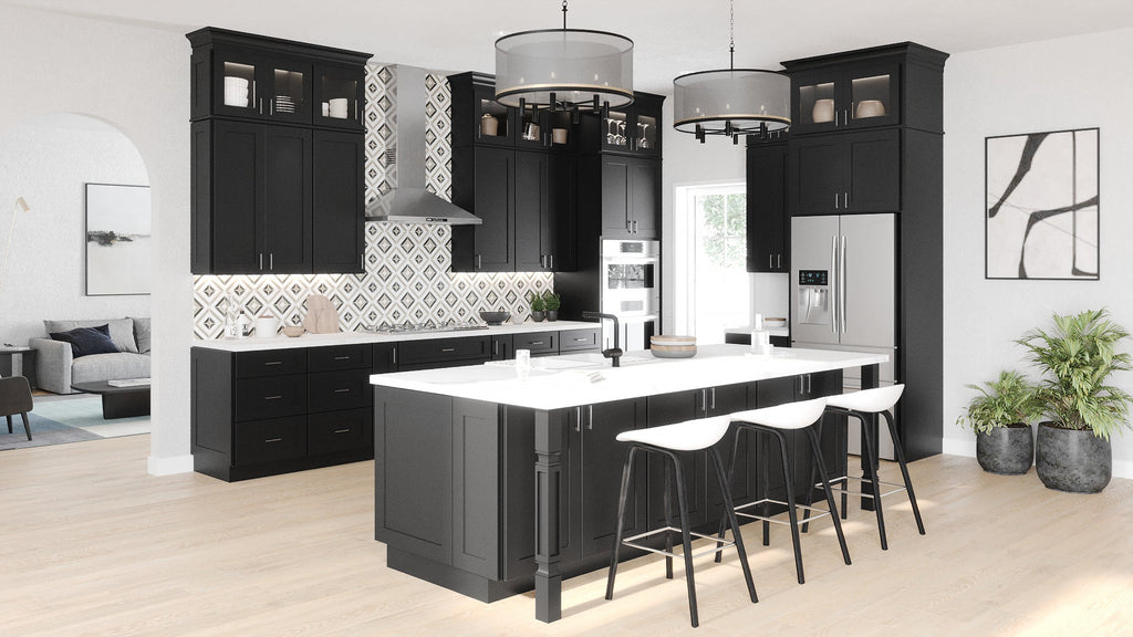 RTA Shaker Black Pantry and Oven Cabinets