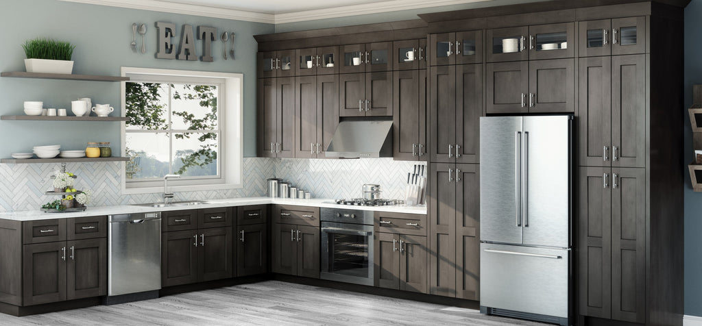 RTA Shaker Cinder Pantry and Oven Cabinets