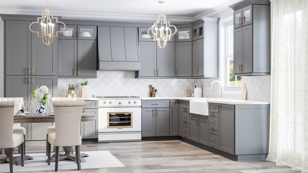 RTA Shaker Grey Pantry and Oven Cabinets